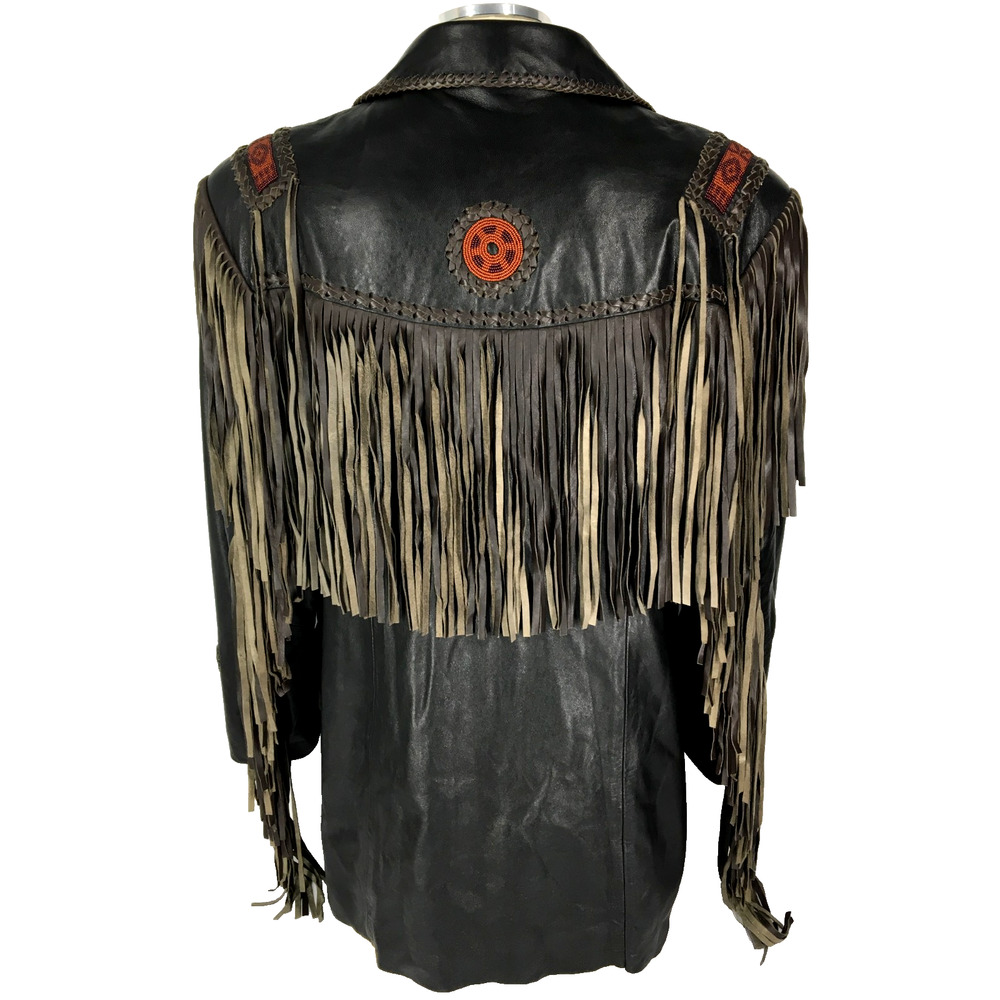 48R Scully Mens 100% Genuine Leather Ranch Western Hand Beaded 3 Button Jacket - Picture 3 of 16